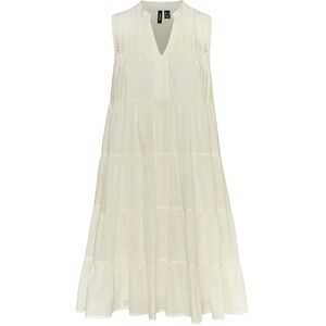 Vero Moda Womens Tiered Sleeveless Size S Cream Cotton Dress‎ Crochet Neck Boho